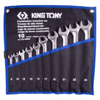 KING TONY Набор комбинированных ключей, 8-24 мм, чехол из теторона, 10 предметов